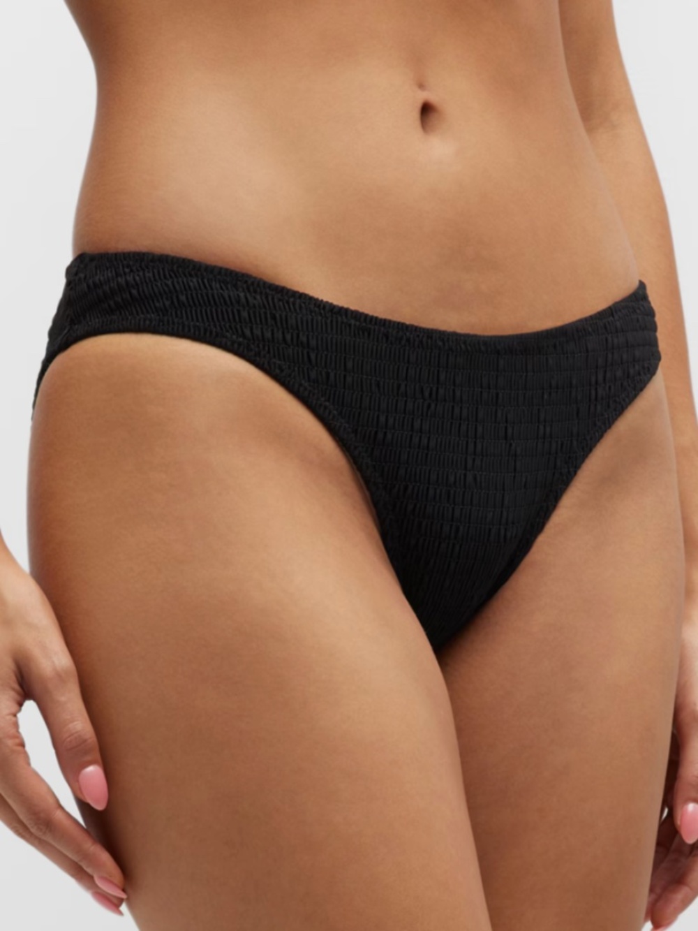 Toteme Polyamide Recycled Smocked Mini Bikini Bottoms Black
